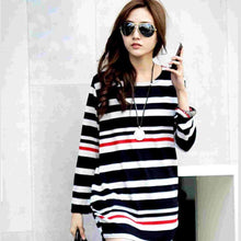 Pregnancy Women's Mini Dress Maternity Long Sleeve Stripe Top Blouse Shirt Tee Femme