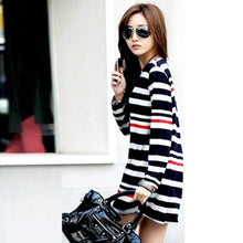 Pregnancy Women's Mini Dress Maternity Long Sleeve Stripe Top Blouse Shirt Tee Femme
