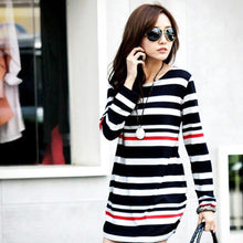 Pregnancy Women's Mini Dress Maternity Long Sleeve Stripe Top Blouse Shirt Tee Femme