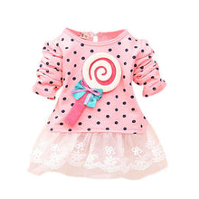 Princess Baby Kids Girls Lace Dress Candy Polka Dot Print Long Sleeve Shirt Dresses