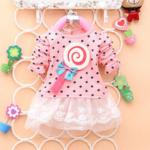 Princess Baby Kids Girls Lace Dress Candy Polka Dot Print Long Sleeve Shirt Dresses