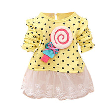 Princess Baby Kids Girls Lace Dress Candy Polka Dot Print Long Sleeve Shirt Dresses
