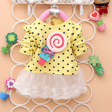 Princess Baby Kids Girls Lace Dress Candy Polka Dot Print Long Sleeve Shirt Dresses