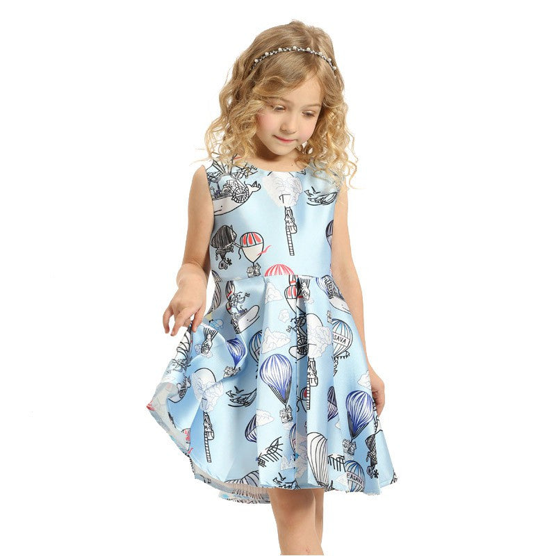 Princess Girl Dress Kids Cute Graffiti Drawing Patterns Dresses Meninas Vestidos PY2
