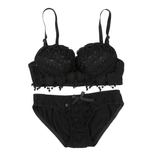 Pro Women Push Up Bra Set Girl Floral Lace Underwear Set Underwire Brassiere Outfit LE2