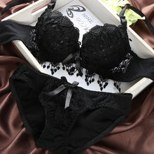 Pro Women Push Up Bra Set Girl Floral Lace Underwear Set Underwire Brassiere Outfit LE2