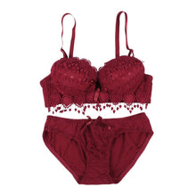 Pro Women Push Up Bra Set Girl Floral Lace Underwear Set Underwire Brassiere Outfit LE2