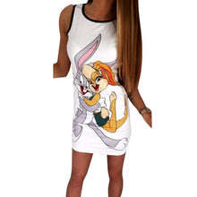Pro Women's Minnie Mouse Print Cute Sleeveless Slim Mini Party Dress