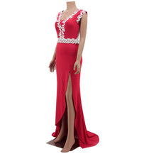 ROPALIA Sexy Backless Dress V-neck Embroider Trailing Party Beach Party Dress