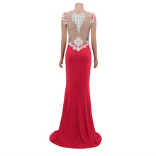 ROPALIA Sexy Backless Dress V-neck Embroider Trailing Party Beach Party Dress