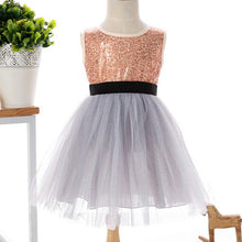 Red/Beige/Gray Girls Clothes Infant Sleeveless Kids Prom Dresses Tulle Sequins Princess Dress Costumes