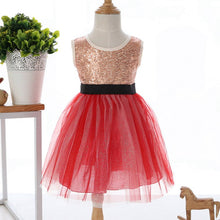Red/Beige/Gray Girls Clothes Infant Sleeveless Kids Prom Dresses Tulle Sequins Princess Dress Costumes