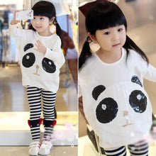 children's clothing Girls cute paillette panda batwing Hoodies sweatshirts kids t-shirts clothes