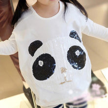 children's clothing Girls cute paillette panda batwing Hoodies sweatshirts kids t-shirts clothes