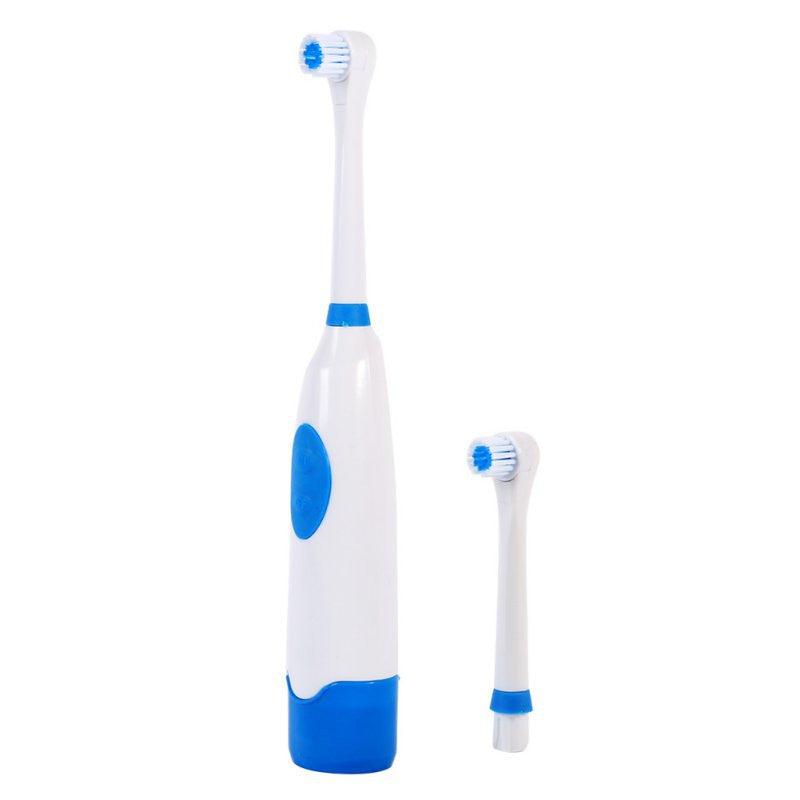Rotary Electric Toothbrush No Rechargeable Tooth Brush Electric With 2 Brush Heads Blue Dental Care LE4