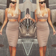 Sexy Bodycon Dresses Women Sleeveless Cut out Bandage Party Midi Dress