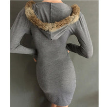 Sexy Deep V Neck Women Bodycon Dress Hoodied Long Sleeve Pleated Pencil Dresses