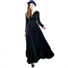 Sexy Elegant Velvet Warm Maxi Dress Women Long Sleeve Deep V Dresses 5 Colors