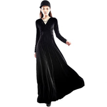 Sexy Elegant Velvet Warm Maxi Dress Women Long Sleeve Deep V Dresses 5 Colors
