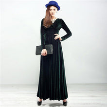 Sexy Elegant Velvet Warm Maxi Dress Women Long Sleeve Deep V Dresses 5 Colors