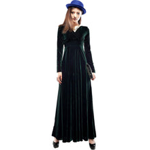 Sexy Elegant Velvet Warm Maxi Dress Women Long Sleeve Deep V Dresses 5 Colors