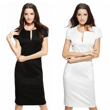 Sexy  Women Pencil Dress Sleeve Puff Plunge V-Neck Pocket Slim Bodycon Midi Office Dress OL Women Work Party Wear