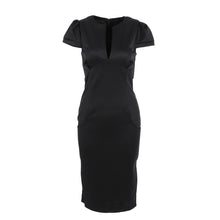 Sexy  Women Pencil Dress Sleeve Puff Plunge V-Neck Pocket Slim Bodycon Midi Office Dress OL Women Work Party Wear