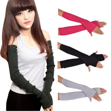 Sexy Lady Women Arm Long Half Fingerless Gloves Sleevelets Knitted Mittens Glove 13 Colors PY6