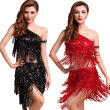 Sexy Women Backless Sequins Tassels Cocktail Clubwear Latin Jazz Ballet Dance Dress Top Skirt Suit6