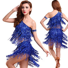 Sexy Women Backless Sequins Tassels Cocktail Clubwear Latin Jazz Ballet Dance Dress Top Skirt Suit6