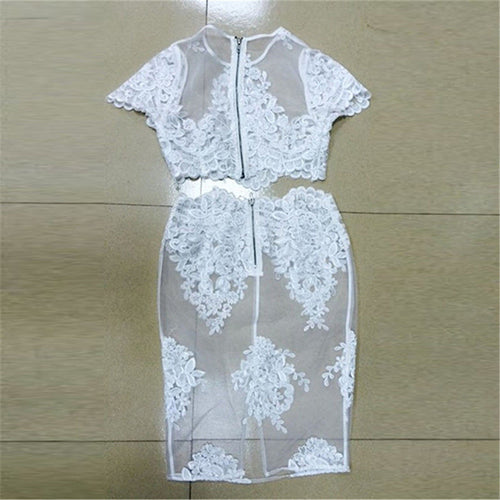 Sexy Women Bandage Bodycon Lace Sheer Party Midi Dress Clubwear Dresses