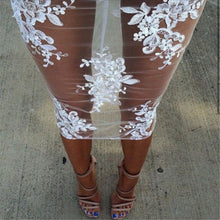 Sexy Women Bandage Bodycon Lace Sheer Party Midi Dress Clubwear Dresses