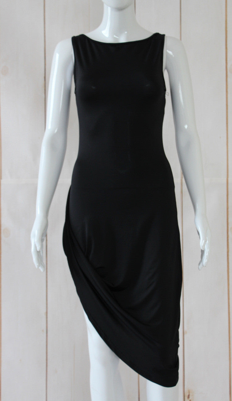 Sexy Women Celeb Bodycon O Neck Sleeveless Evening Party Club Dress Slim Pencil Spilt Dresses