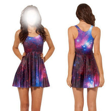 Sexy Women Galaxy Dress Adventure Time Sleeveless Club Mini Dresses Skater S-2XL Party Wear