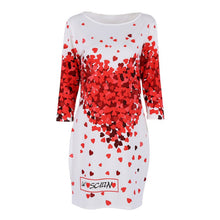 Sexy Women Half Sleeve Slim Heart Pattern Floral Print Bodycon Mini Party Dress