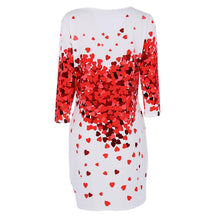 Sexy Women Half Sleeve Slim Heart Pattern Floral Print Bodycon Mini Party Dress