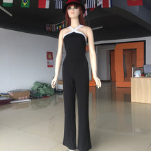 Sexy Women Halter Bodycon Elegant Playsuit Sleeveless Patchwork Black Jumpsuit Romper Trousers Clubwear