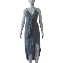 Sexy Women Halter Spaghetti Straps V-neck Dress Sleeveless Backless Dress Maxi Party Dresses
