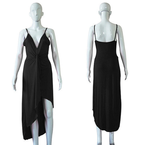 Sexy Women Halter Spaghetti Straps V-neck Dress Sleeveless Backless Dress Maxi Party Dresses