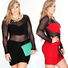 Sexy Women Lace Club Dresses Party Bodycon Mini Plus  Dress XL-4XL Color Black Red