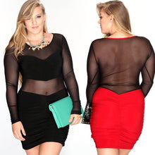 Sexy Women Lace Club Dresses Party Bodycon Mini Plus  Dress XL-4XL Color Black Red