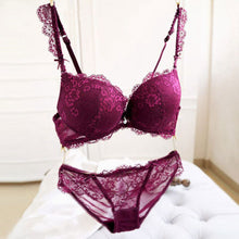 Sexy Women Lace Push Up Deep V Bra and Panty Set Underwire Bras Underwear Lingerie Outfits