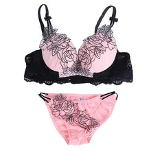 Sexy Women Push Up Bra and Panty Sets Underwear Embroidery Lace Underwire Lingerie 2 Colors