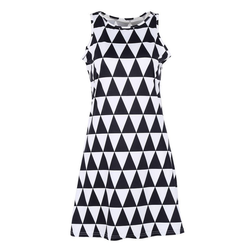 Sexy Women Sleeveless Crew Neck A-Line Party Off-Shoulder Dress