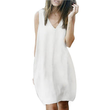 Sexy Women Boho Style Short Mini Evening Party Dress Beach Loose Dresses Chiffon Dress Black/White/Khaki