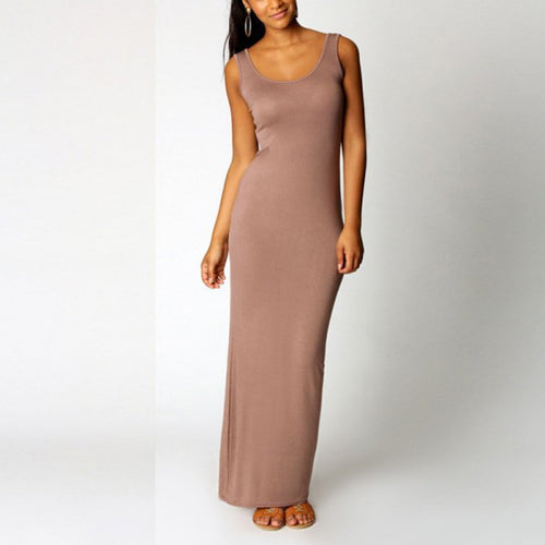 Sexy Women Sleeveless Bodycon Dress Scoop Neck Bandage Party Long Maxi Dresses