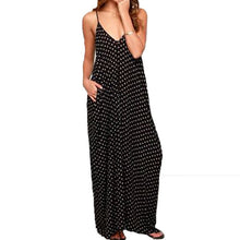 Sexy Women V Neck Polka Dot Beach Long Dress Loose Party Club Maxi Dresses Vestidos
