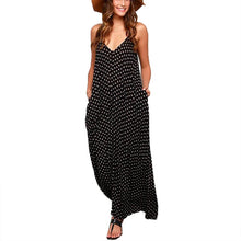 Sexy Women V Neck Polka Dot Beach Long Dress Loose Party Club Maxi Dresses Vestidos