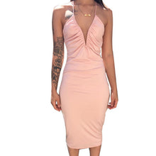 Sexy Women's Deep V-Neck Bodycon Dress Party Back Cross Bandage Dresses