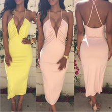 Sexy Women's Deep V-Neck Bodycon Dress Party Back Cross Bandage Dresses